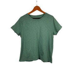 J.Crew Womens Girlfriend Tee Green Slub Cotton Short Sleeve L